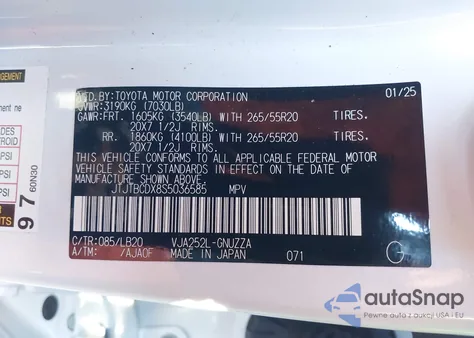 2025 Lexus Gx 550 Premium+ z USA, uszkodzony, nr VIN JTJTBCDX8S5036585